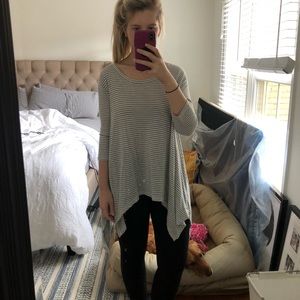 Grey and white striped tunic top, medium